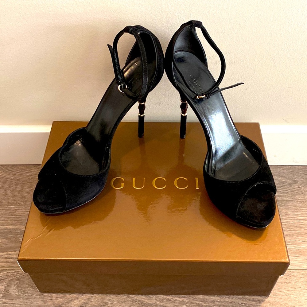 Authentic Gucci Open Toe Bamboo Heels